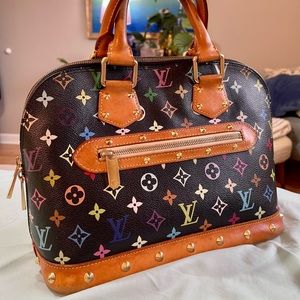 Vuitton Murakami Multicolor Canvas Alma Black Bag